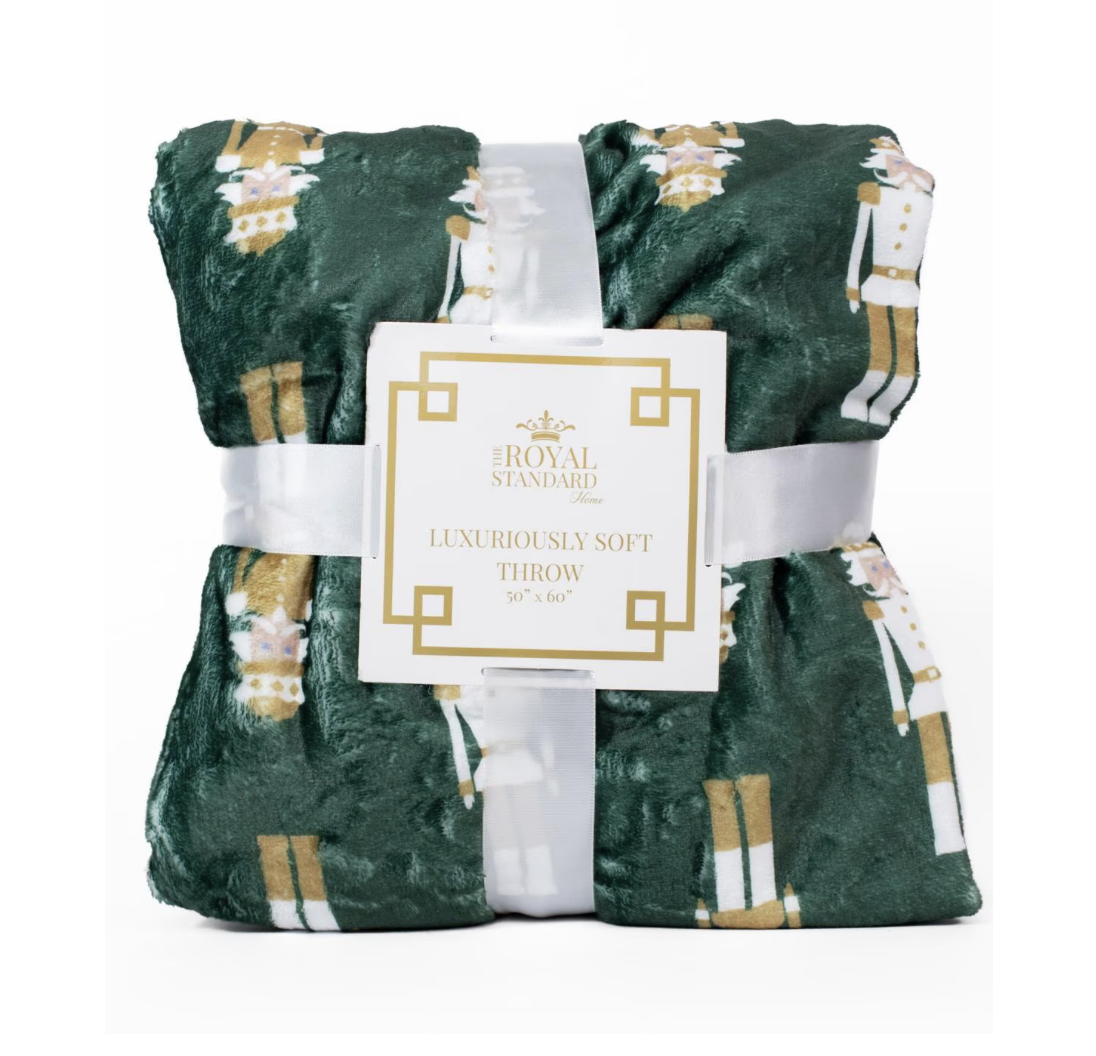 Alpine Nutcracker Dark Green Throw Blanket 50"x 60"