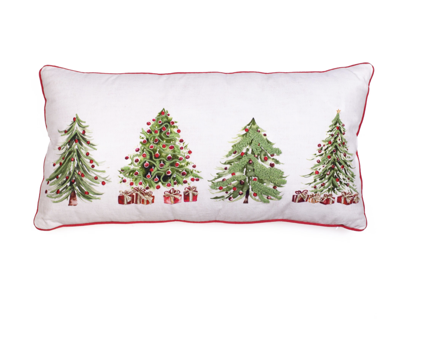 Christmas Tree Pillow Red/Green/White 24x12