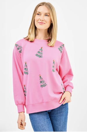 Sarah Green Trees Sweatshirt Pink