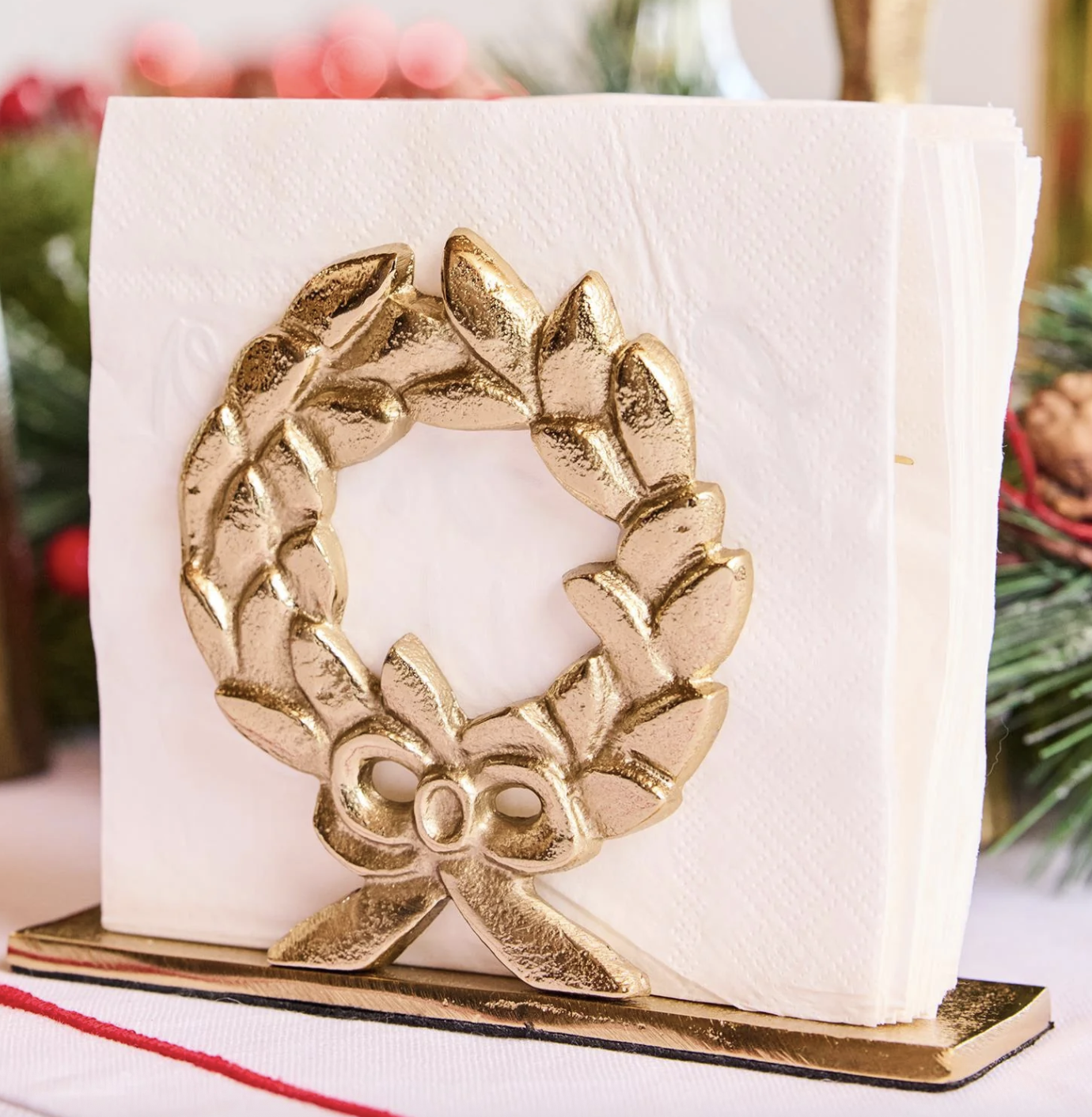 Wreath Napkin Holder Gold