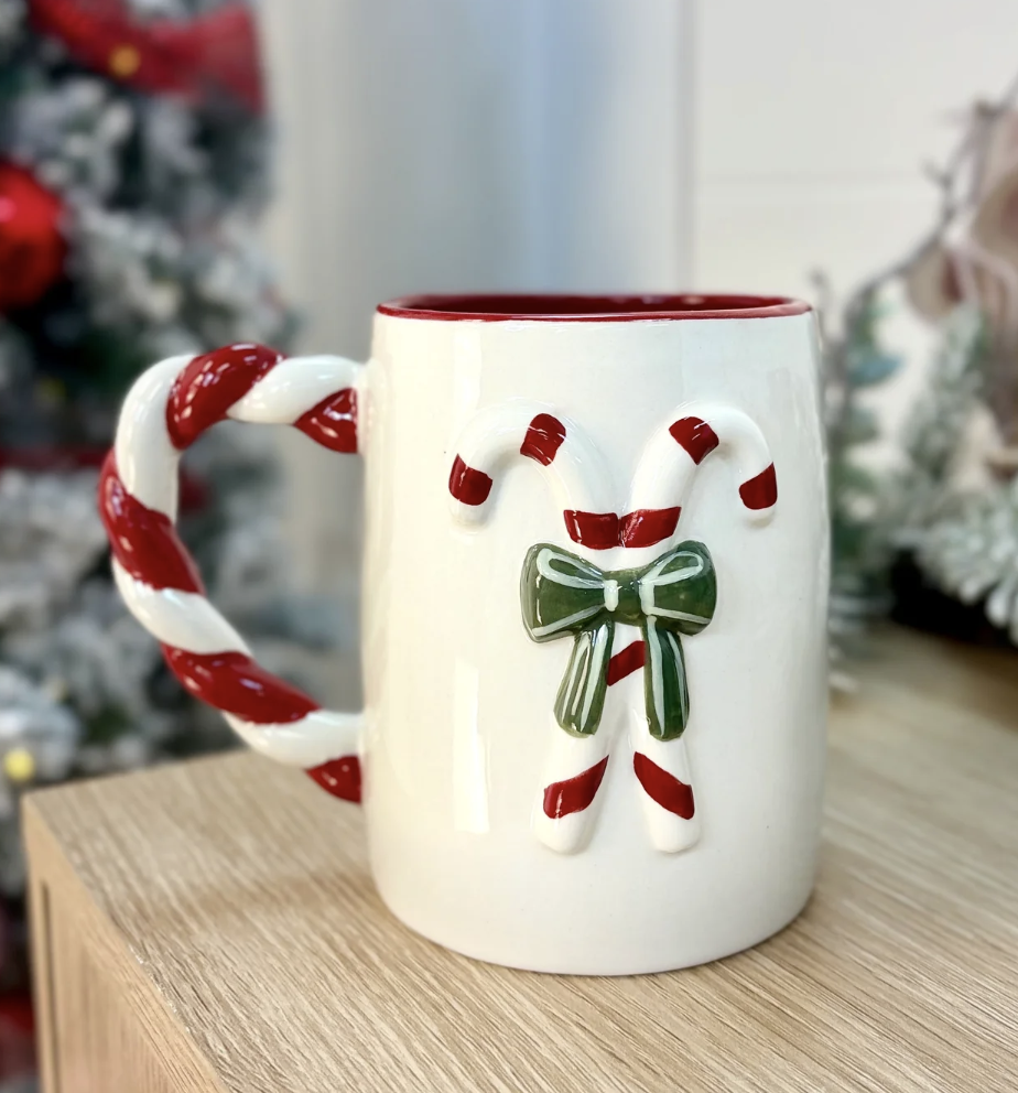 Organic Mug Sculpted Candy Cane