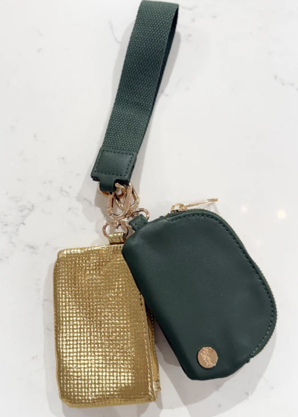 Dynamic Duo Pouch Luxe Wristlet Evergreen Gold