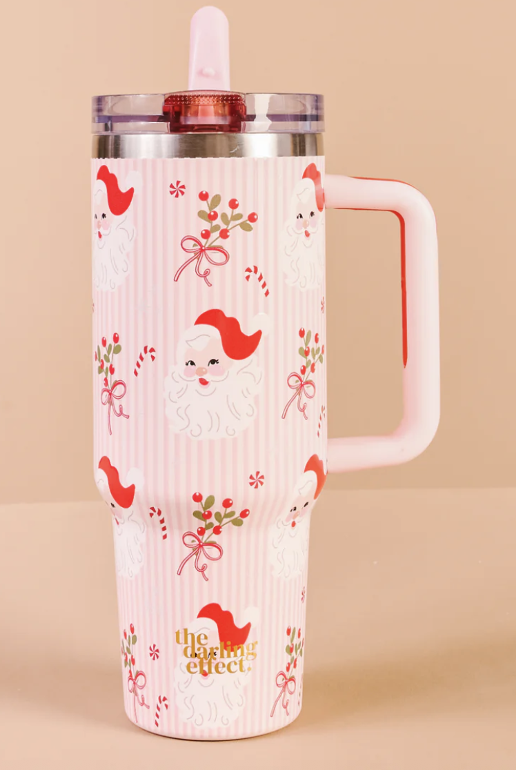 The Darling Effect 40oz Lifestyle Flip Tumbler-Holly Jolly Santa