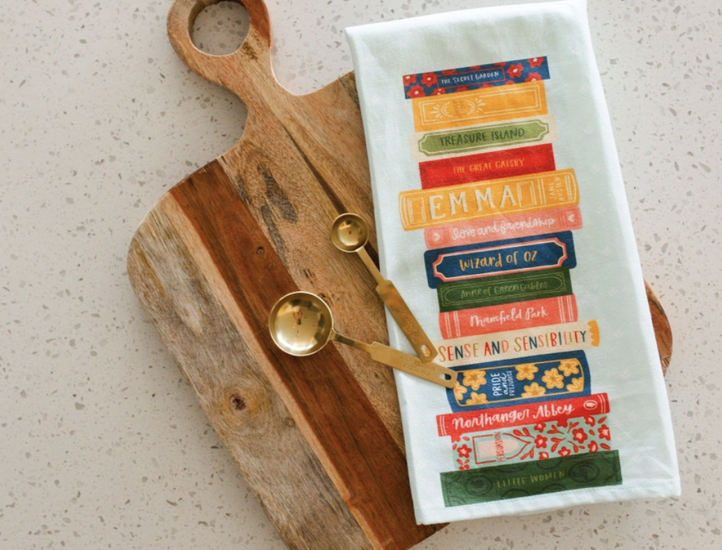 Book Stack Tea Towel