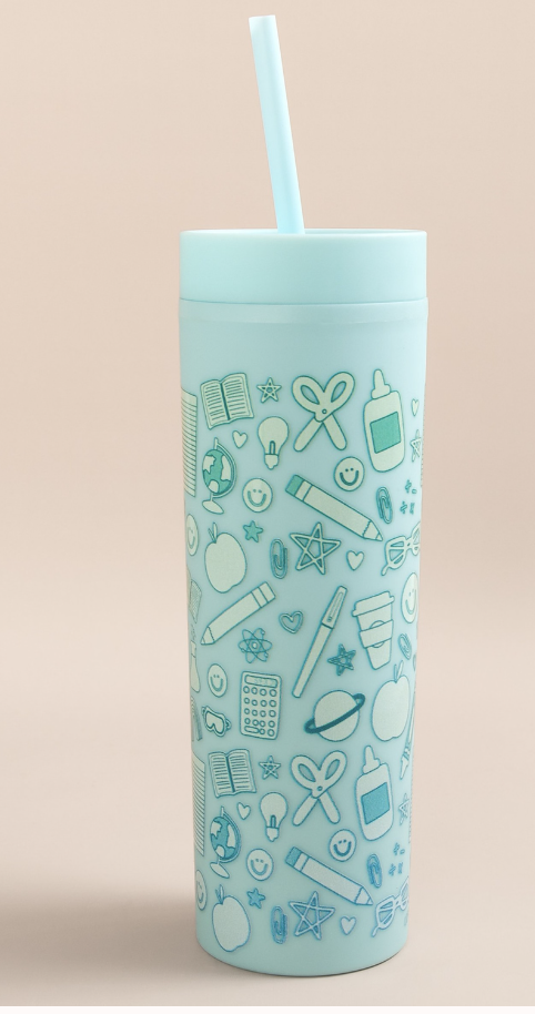 Classroom Icons Sky Blue Acrylic Tumbler