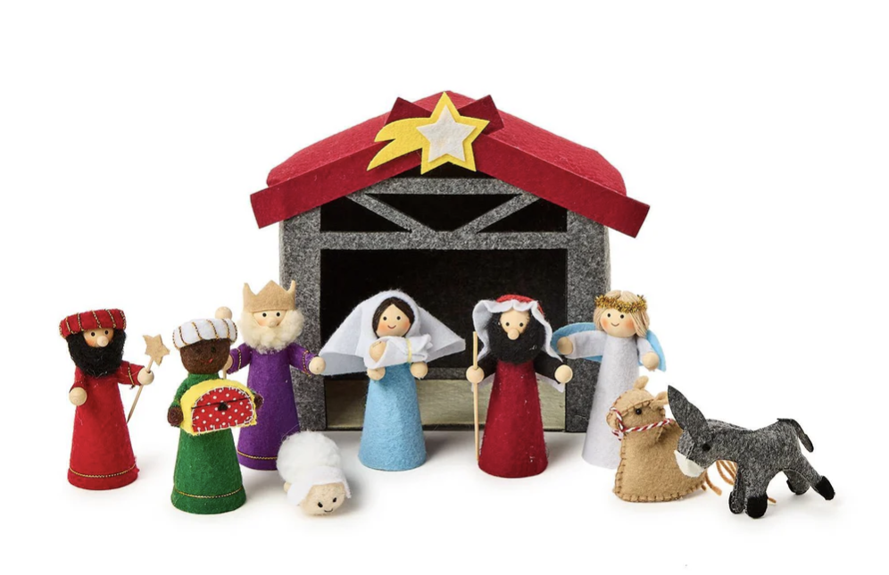 10pc Handcrafted Felt Nativity Set In A Gift Box
