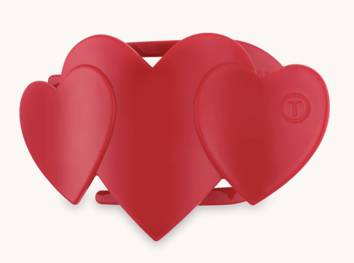 Red Heart To Heart Medium Flat Hair Clip