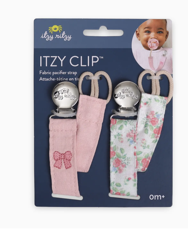 Itzy Clip Fabric Pacifier Strap Bow