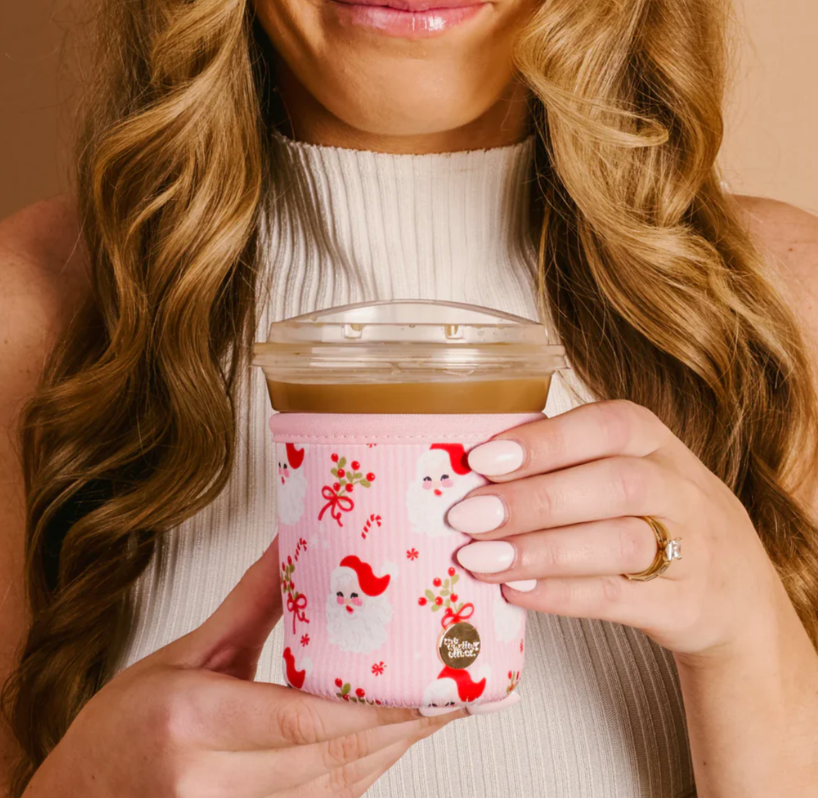 Sip Savvy Drink Sleeve Holly Jolly Santa