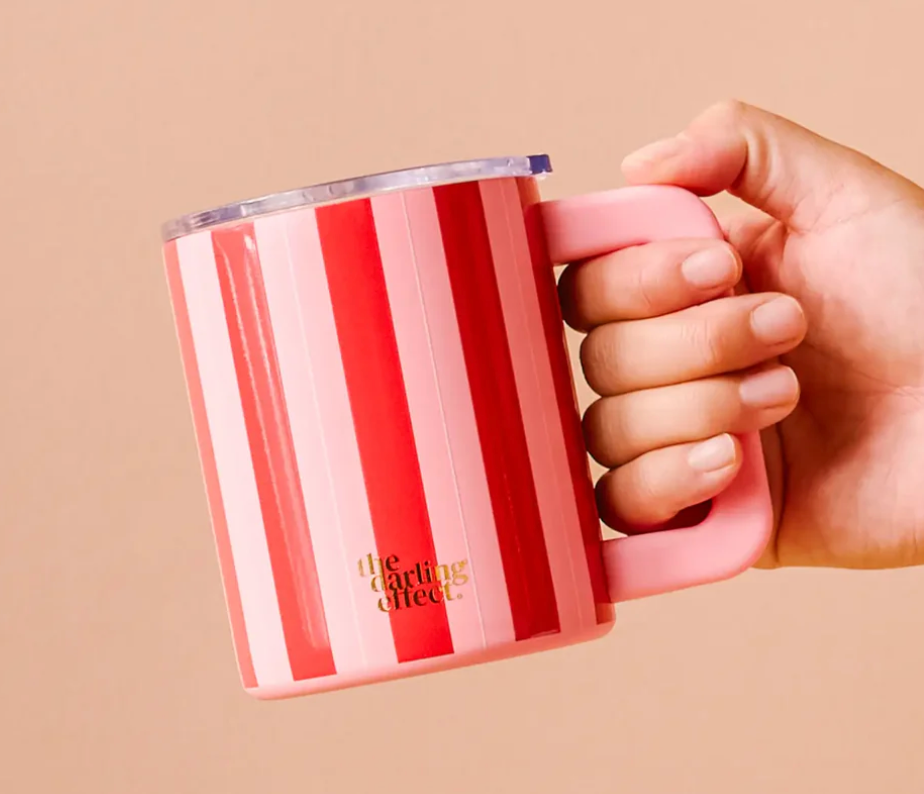 The Darling Effect Insulated 14oz Mug-Peppermint Stripes