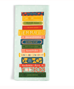 Book Stack Tea Towel