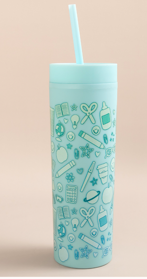 Classroom Icons Sky Blue Acrylic Tumbler