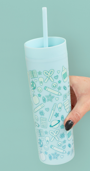 Classroom Icons Sky Blue Acrylic Tumbler