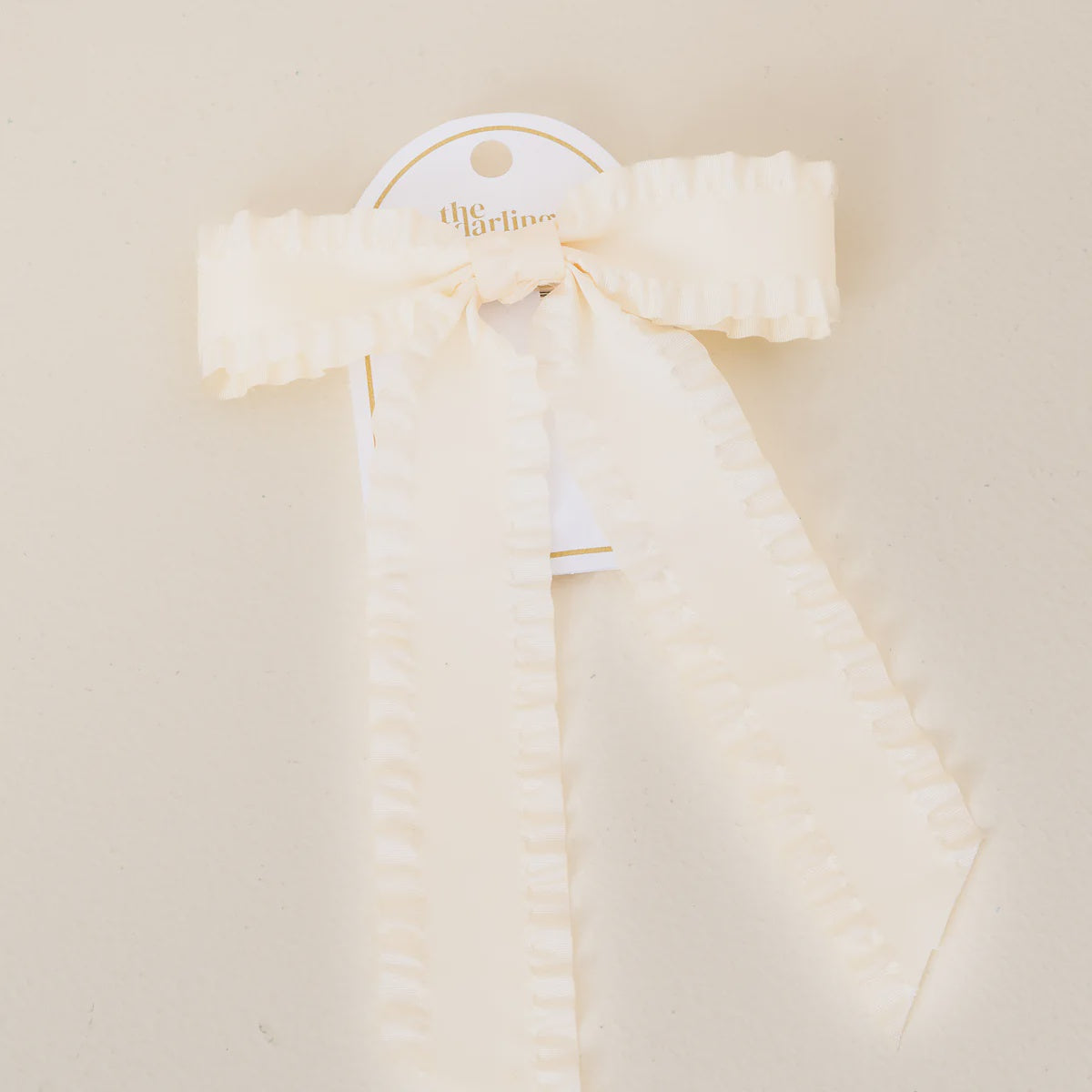 the darling effect Ruffle Hair Bow-Cream