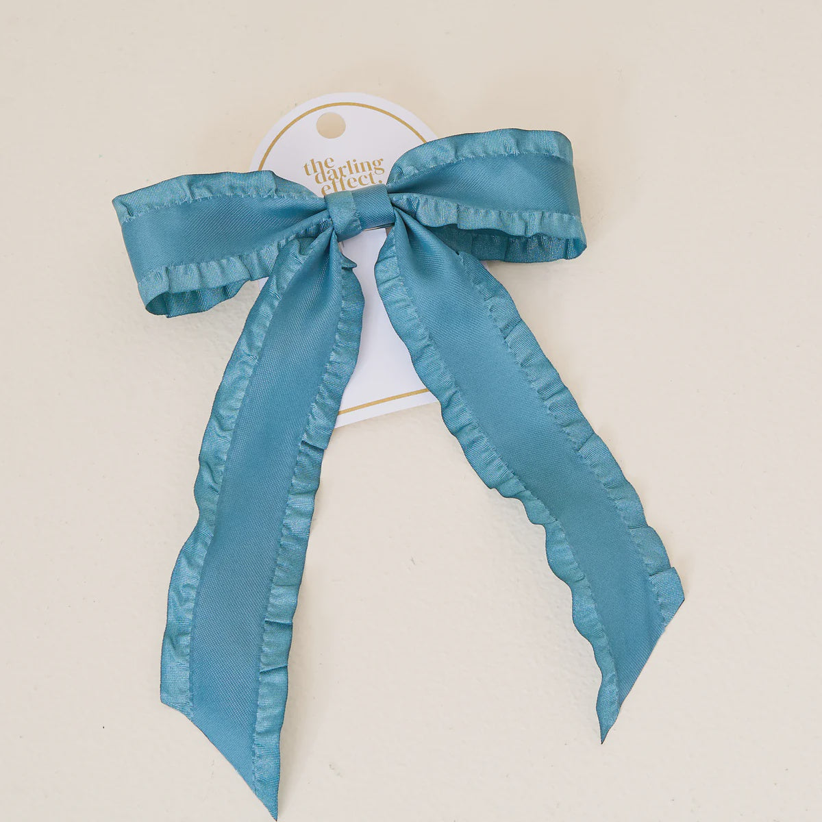 the darling effect Ruffle Hair Bow-Dark Teal
