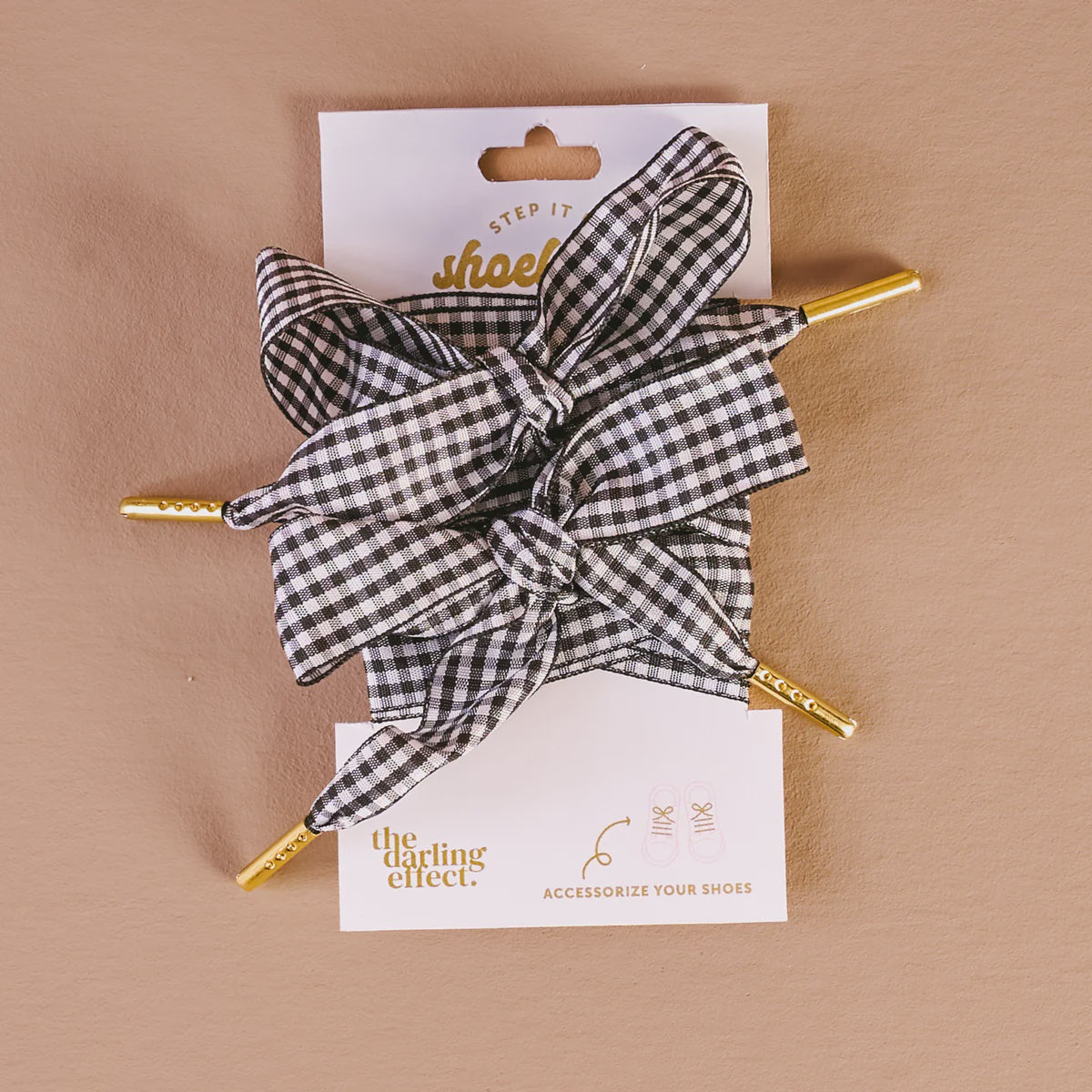 Step It Up Gingham Black Shoe Laces