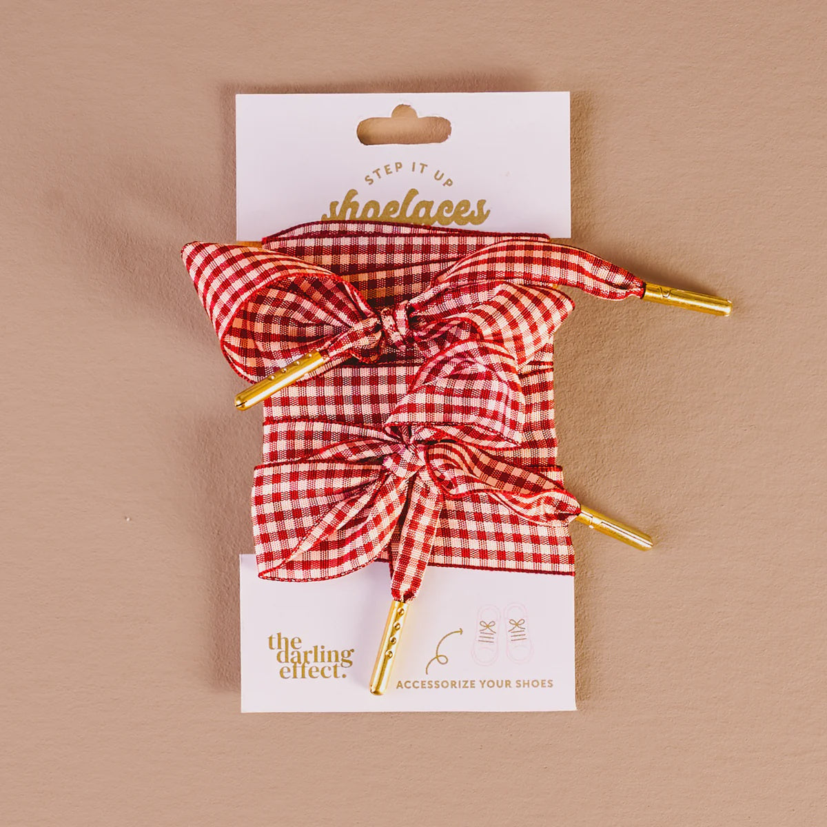 Step It Up Gingham Red Shoe Laces