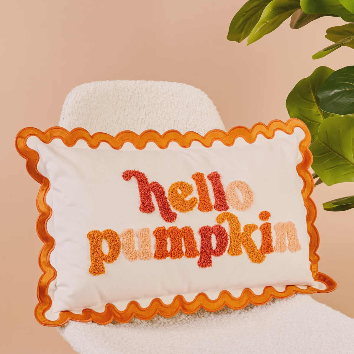 Scalloped Rectangle Throw Pillow Hello Pumpkin