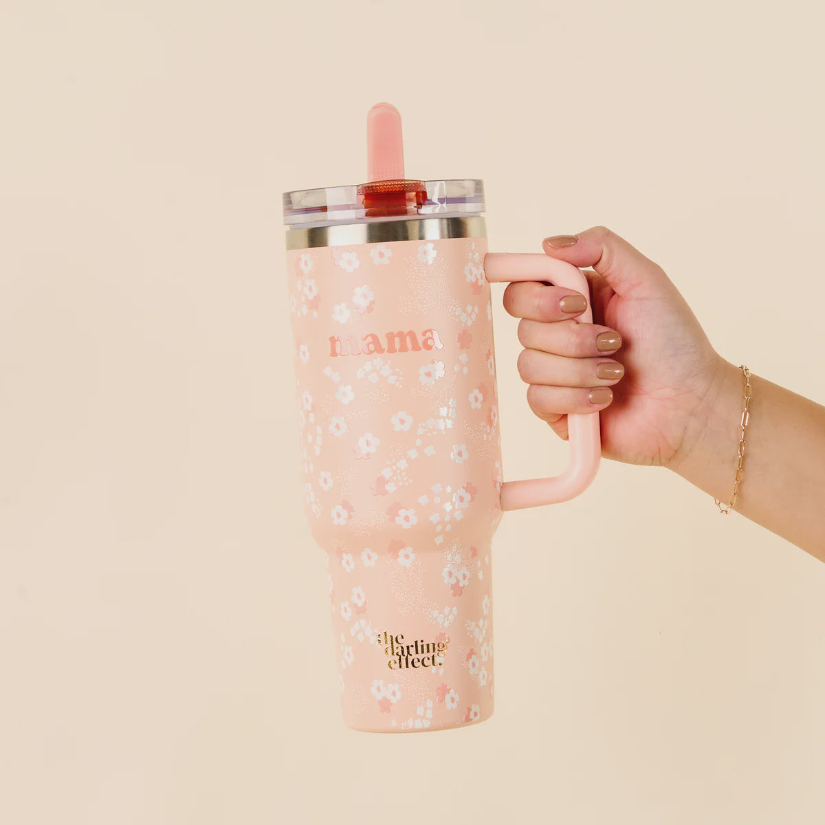 the darling effect 40oz Lifestyle Flip Tumbler-Mama Peach