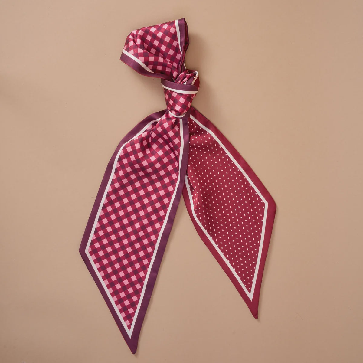 Twirl & Tie Scarf Gingham Burgundy