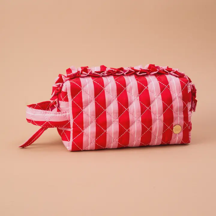 Essentials Quilted Cosmetic Pouch Peppermint Stripes