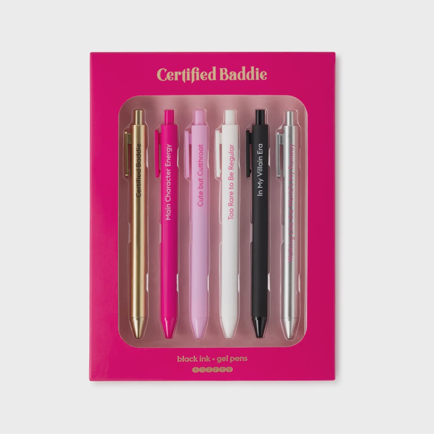 Certified Baddie Black Ink Gel Pens 6pk