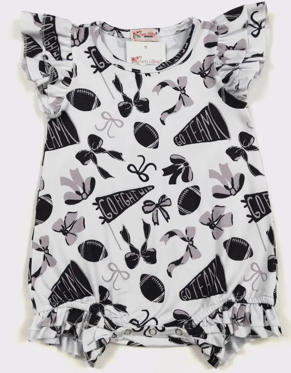 Go Team Ruffled Romper Black