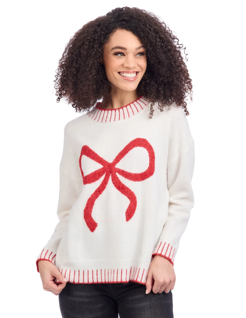 White Wilder Bow Sweater