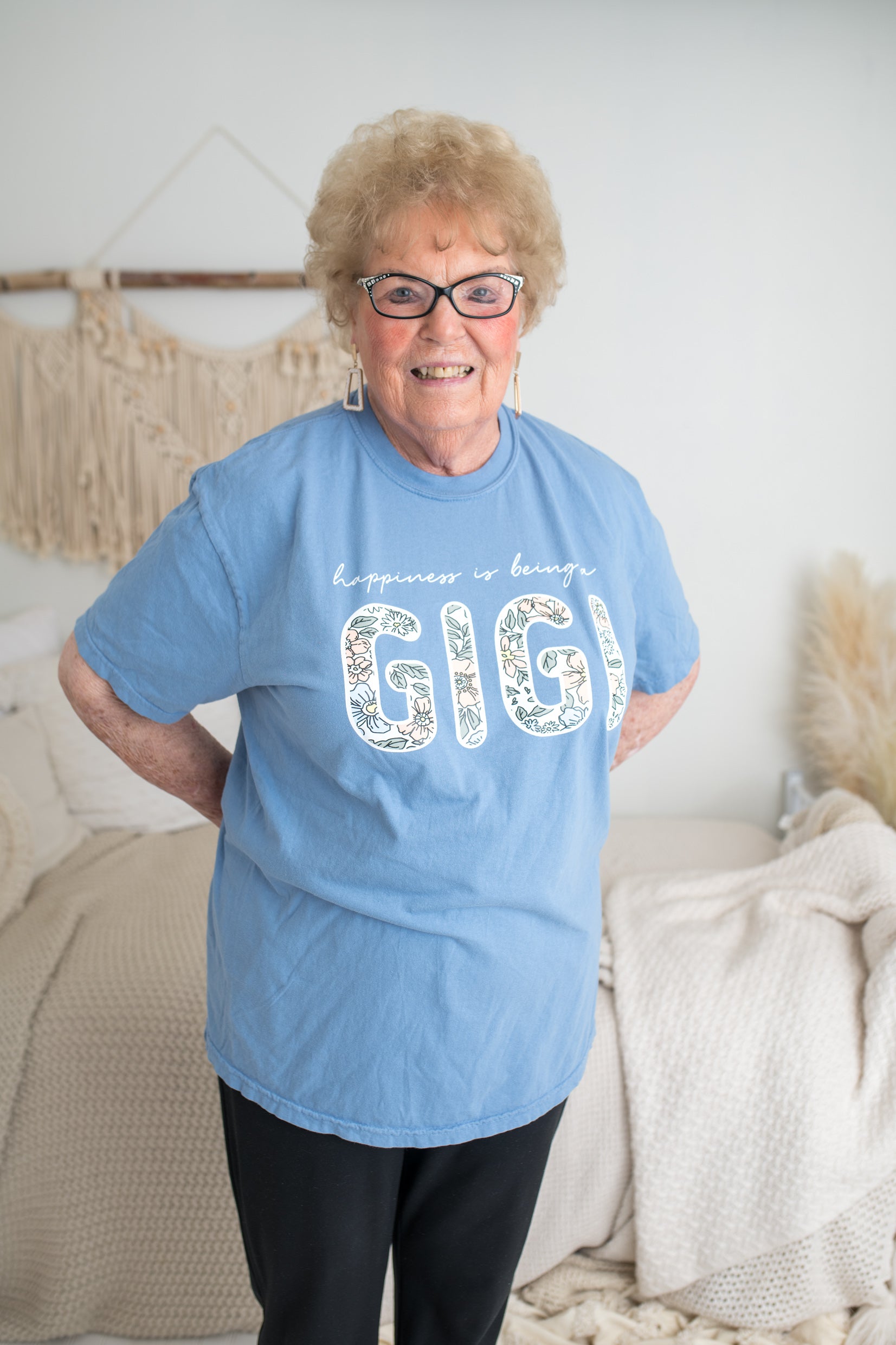 Happiness is Being a Gigi Floral Letter Tee