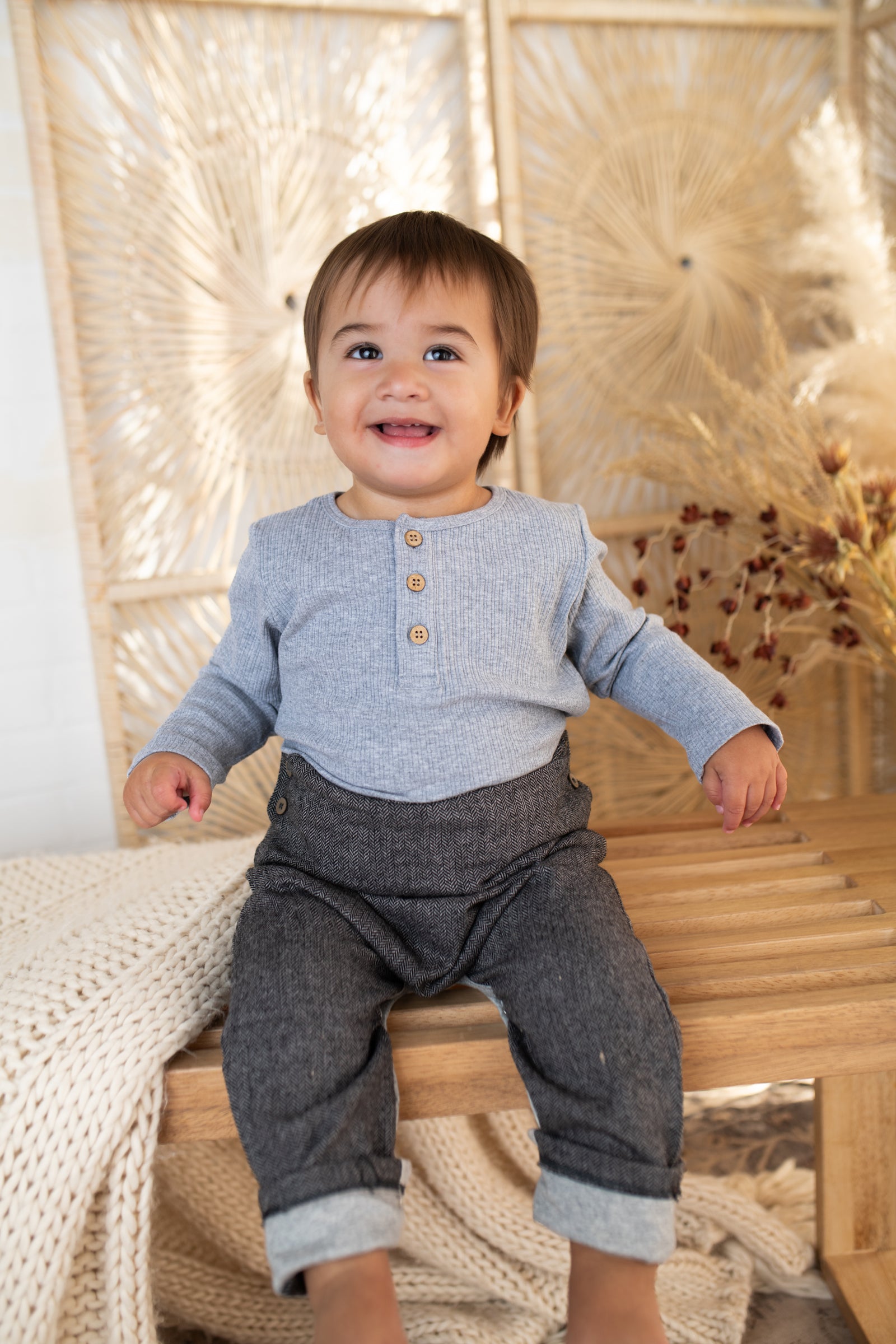 Aynor Ribbed Grey Onesie
