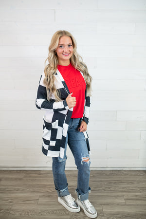 Babe Wholesale Rally Cardigan-Black & White