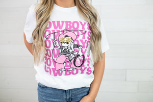 XO, Hannah OSU Cowboy Pink Preppy Tee-White