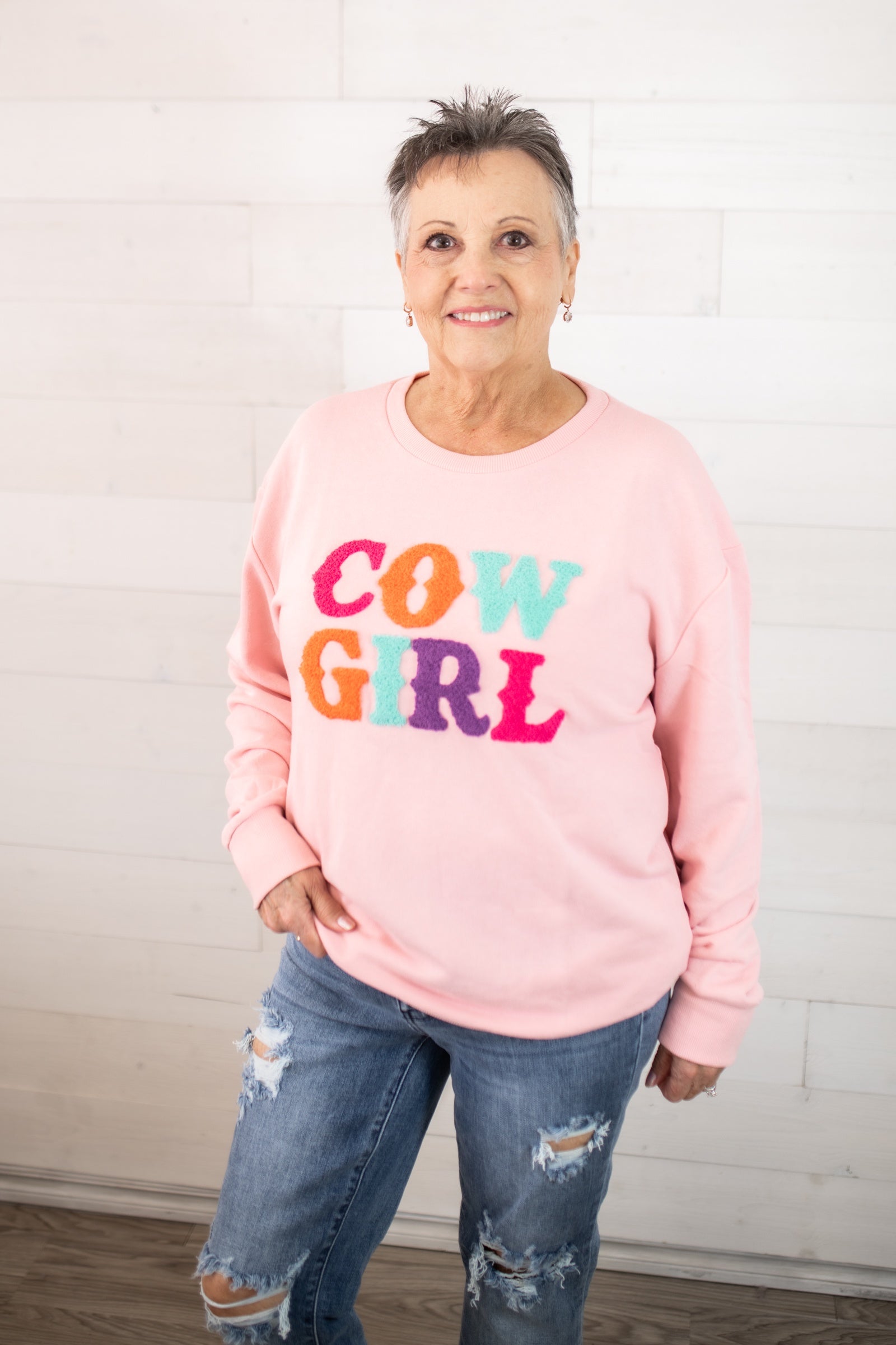 The Royal Standard Cowgirl Sweatshirt-Pink Multi