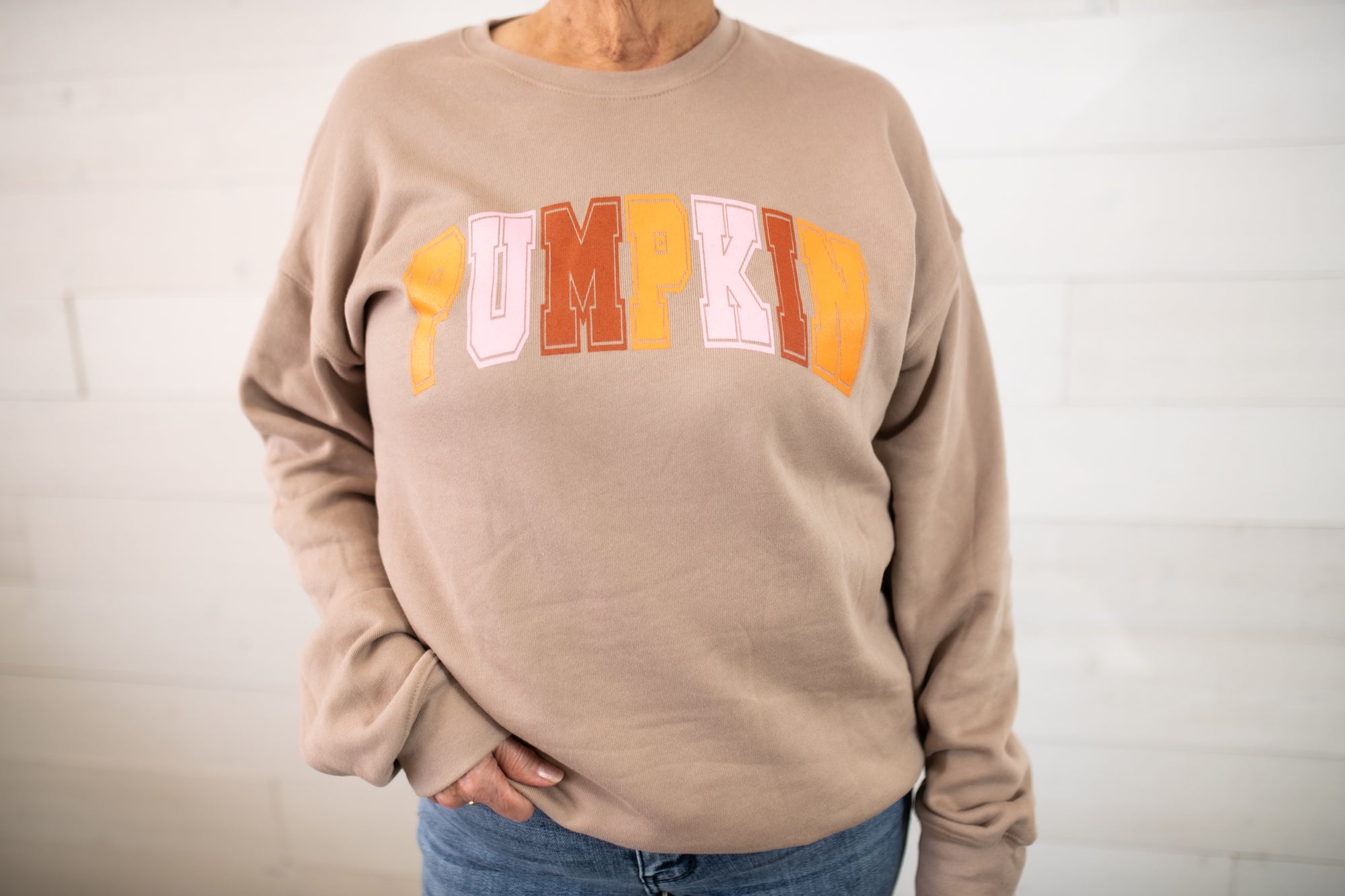 Pumpkin Fall Sweatshirt-Tan