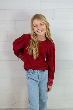 Vignette Jessa Fancy LS Tee-Burgundy