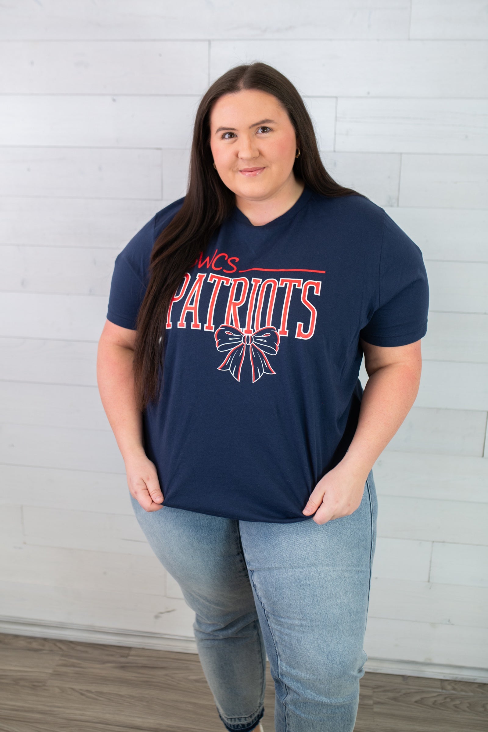 SWCS Patriots with a Bow Graphic Tee-Blue