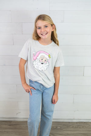 Kids Jane Marie Santa Graphic Tee-Grey