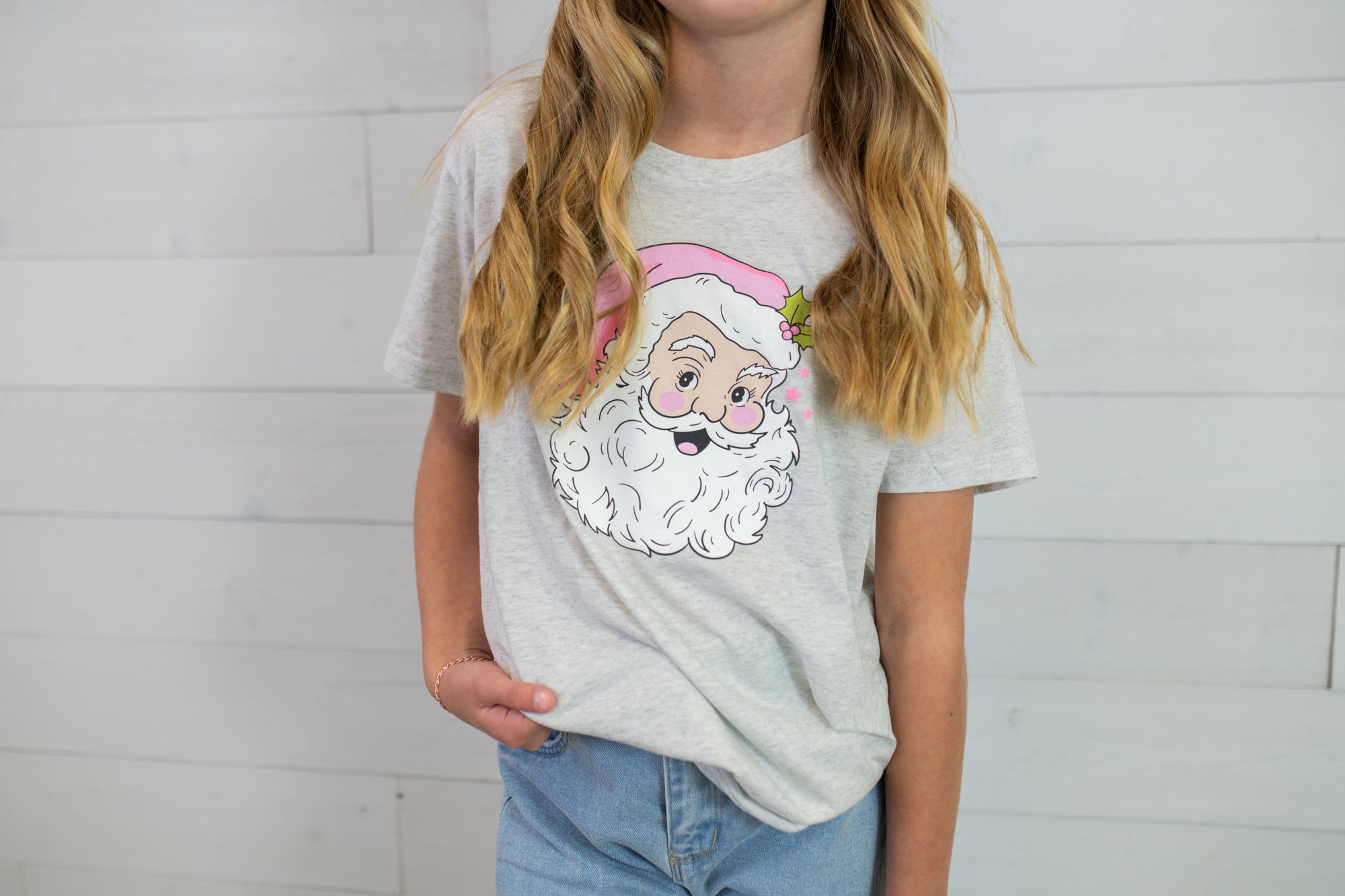 Kids Jane Marie Santa Graphic Tee-Grey