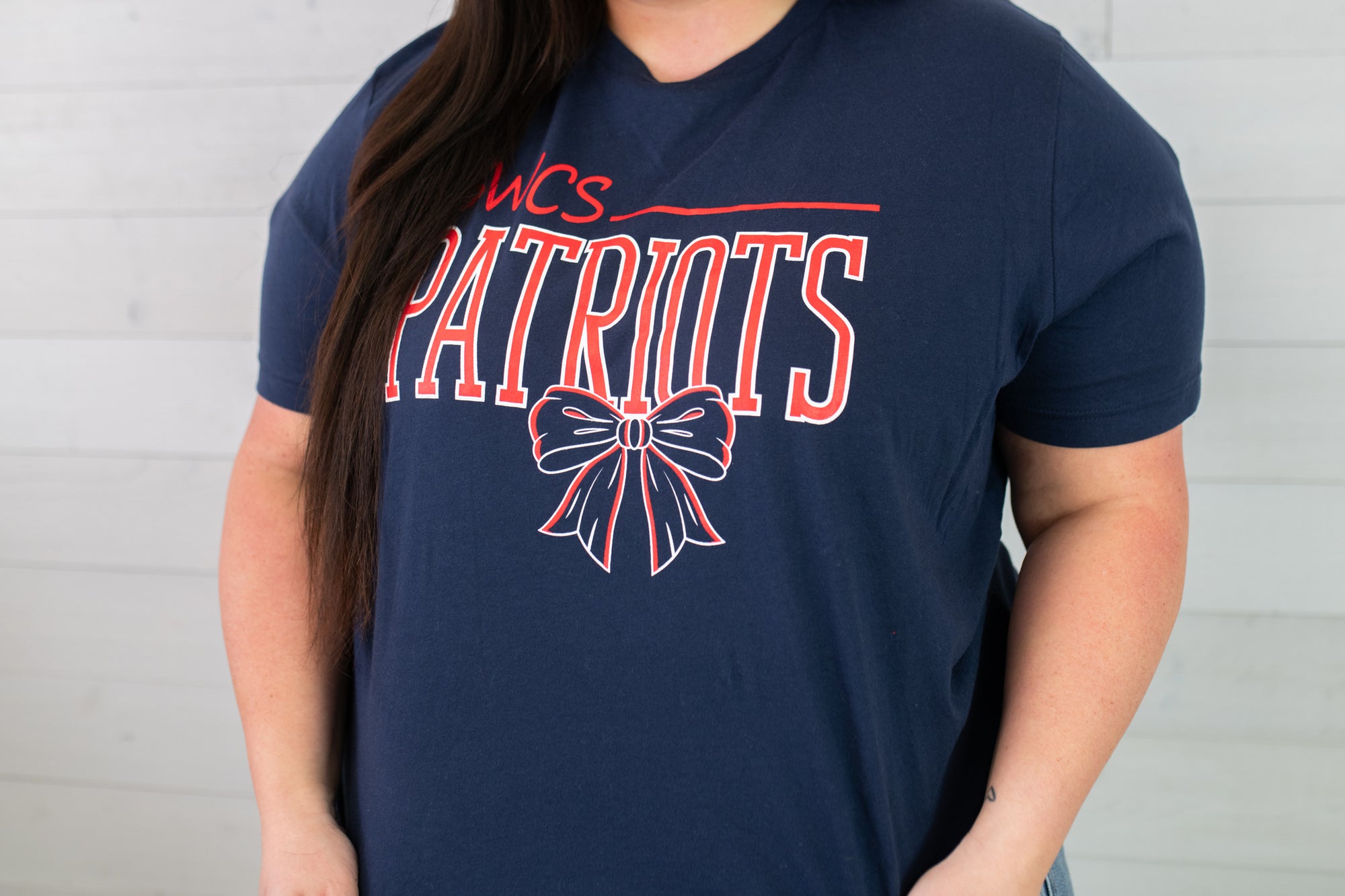 SWCS Patriots with a Bow Graphic Tee-Blue