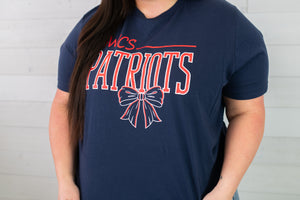 SWCS Patriots with a Bow Graphic Tee-Blue