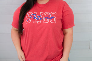 Cursive SWCS Patriots Graphic Tee-Red