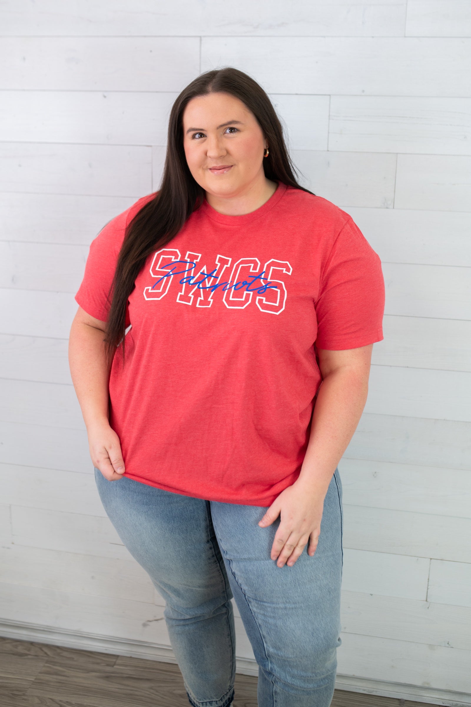 Cursive SWCS Patriots Graphic Tee-Red