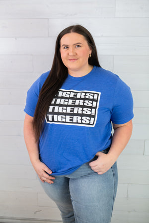 Tigers Tigers Tigers Graphic Tee-Blue