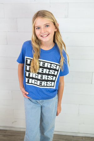 Youth Tigers Tigers Tigers Graphic Tee-Blue