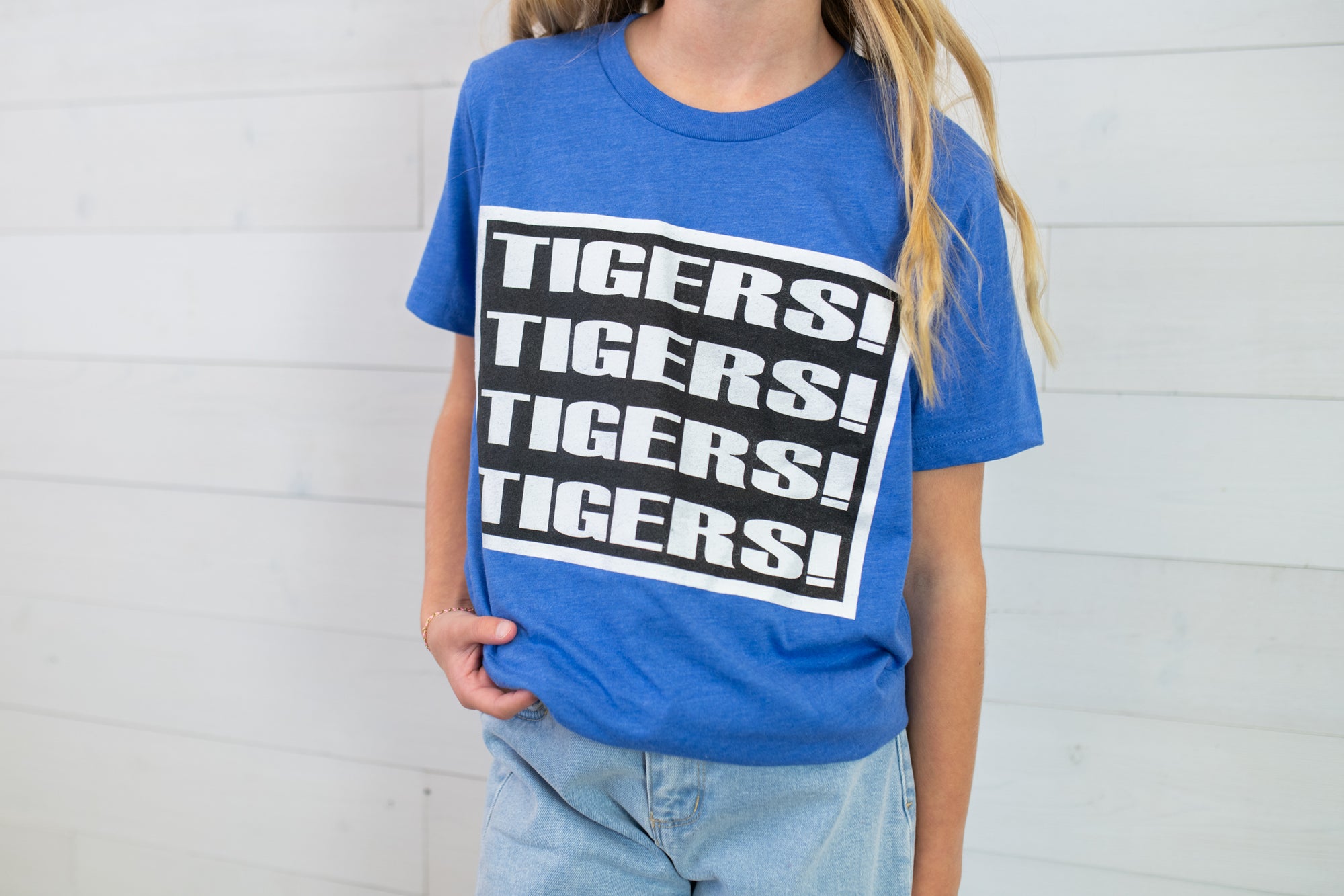 Youth Tigers Tigers Tigers Graphic Tee-Blue