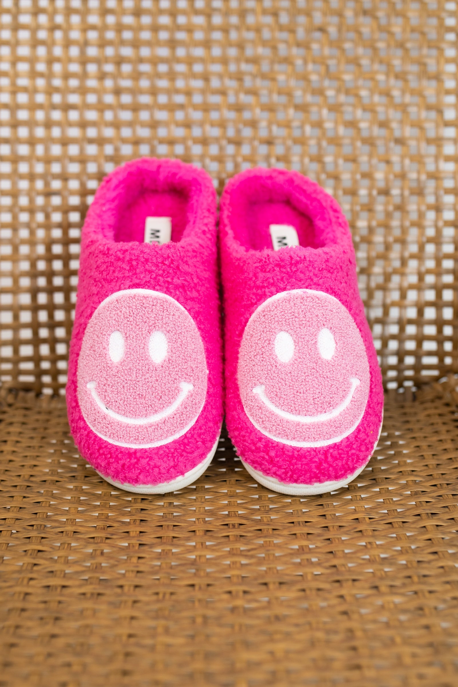 Mia Kids Little Cozy Slippers-Pink Smiley Face