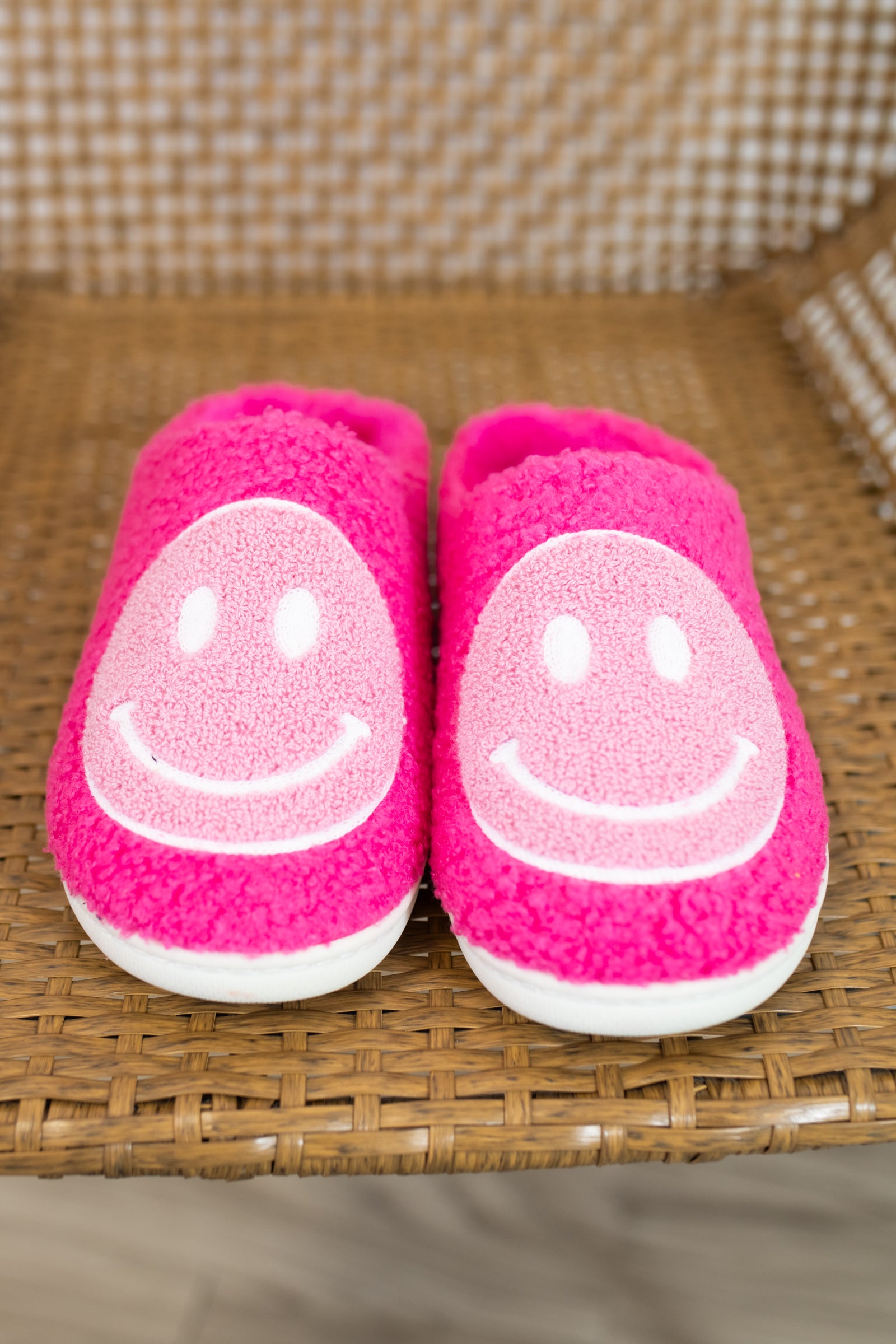 Mia Kids Little Cozy Slippers-Pink Smiley Face