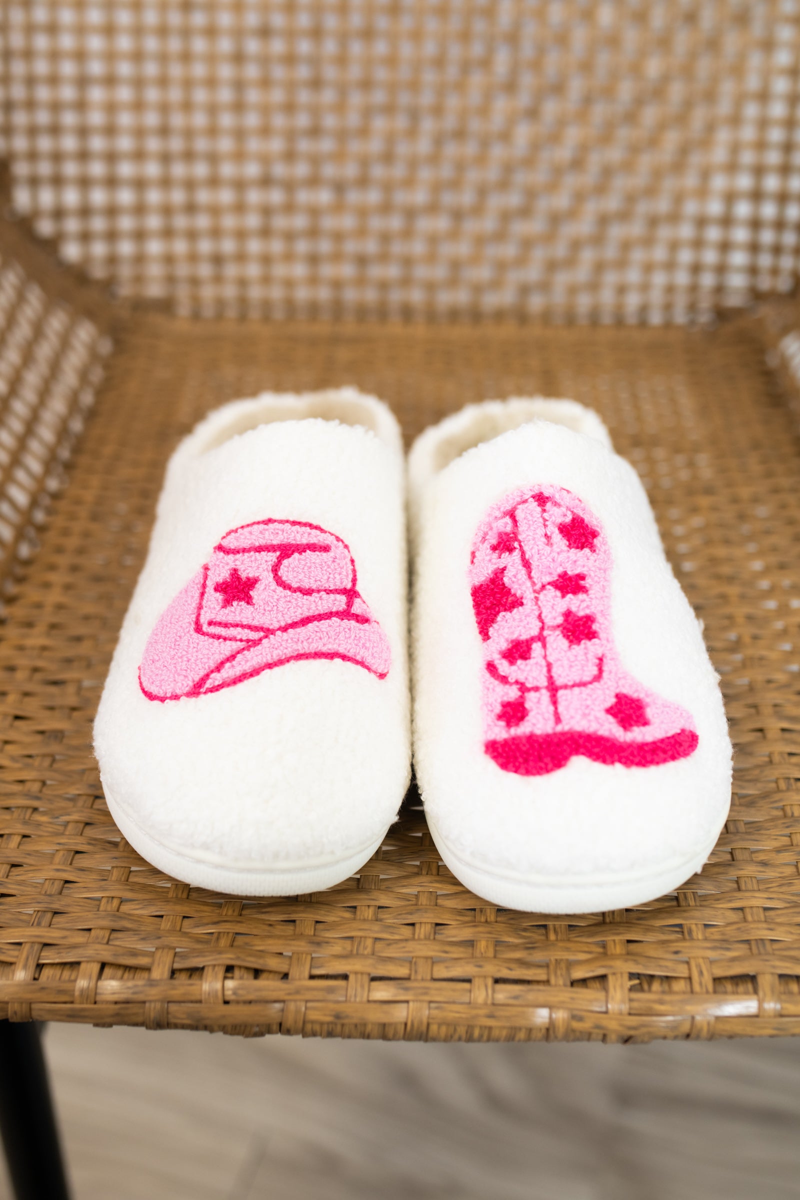 Mia Kids Little Cozy Slippers-White Cowboy