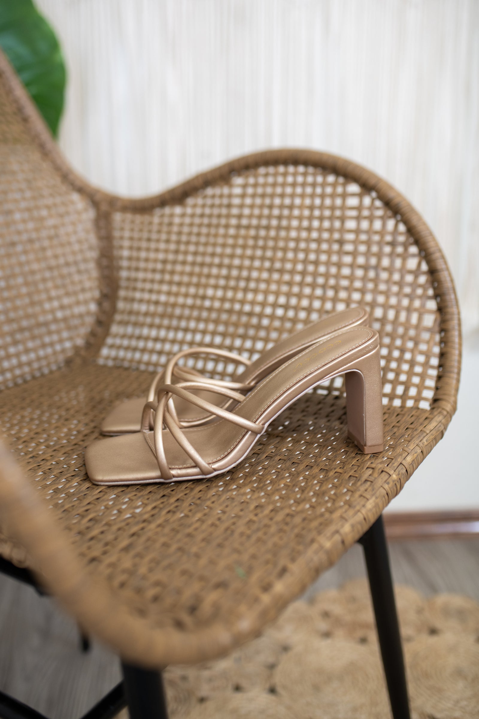 Jenna Champagne Square-toe padded strappy heel Sandal