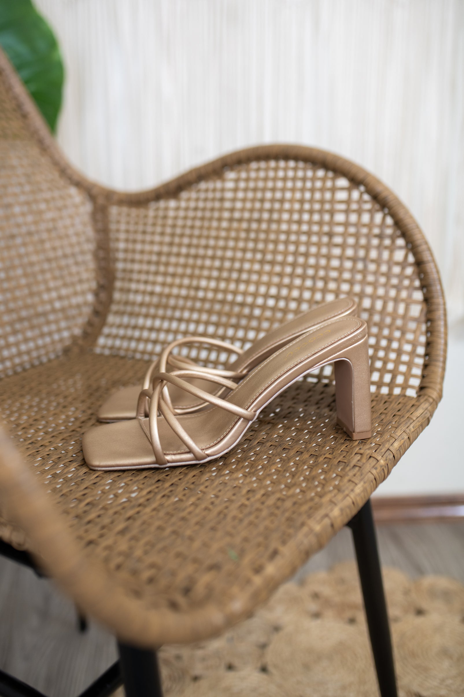 Jenna Champagne Square-toe padded strappy heel Sandal